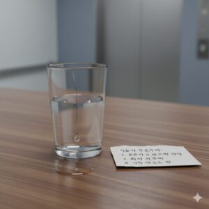 우선순위가 흐트러지는 원리를 보여주는 미세한 금이 간 컵과 떨어지는 물방울