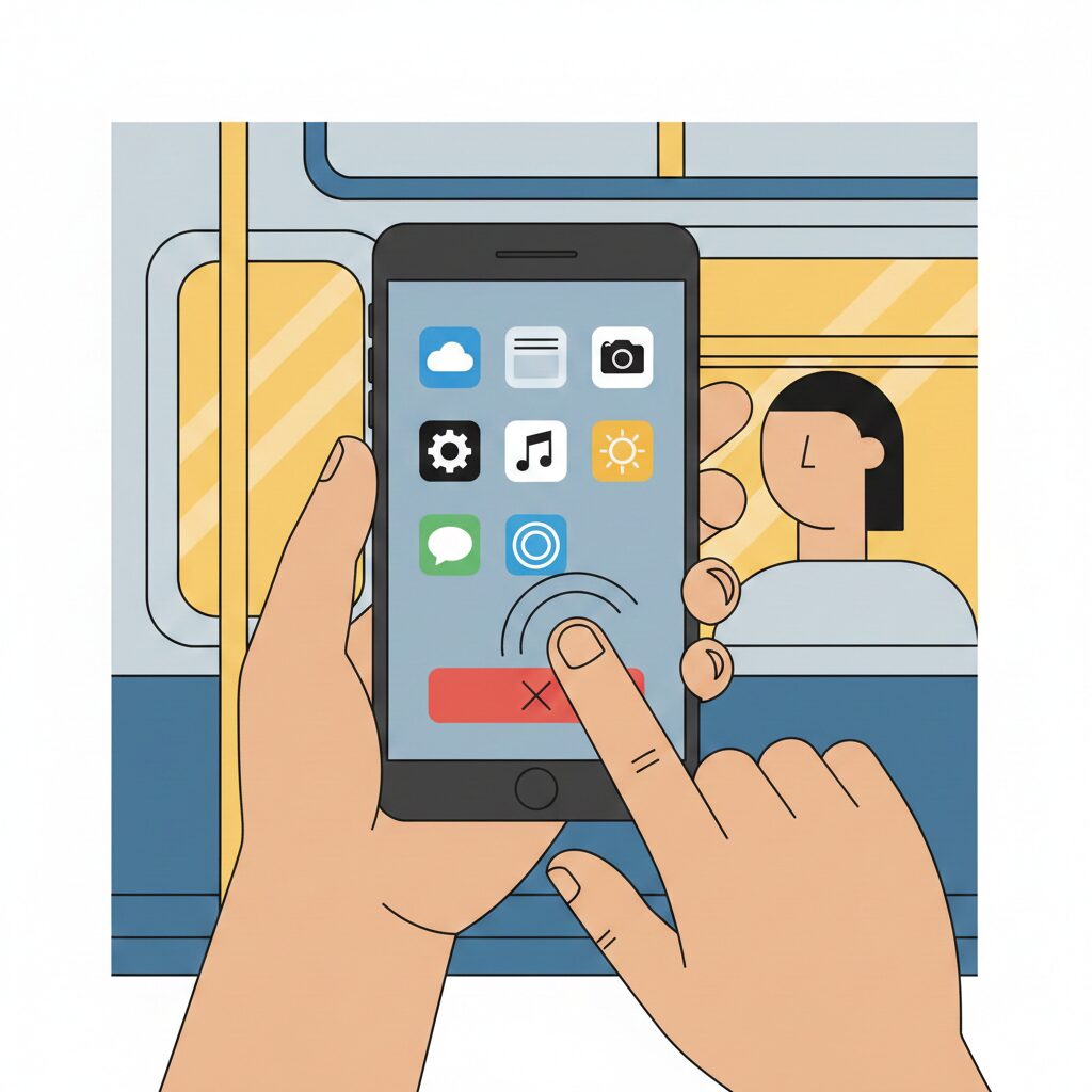 지하철에서 스마트폰 홈 화면을 넘기다 앱 삭제 버튼 위에서 손가락이 멈춘 장면