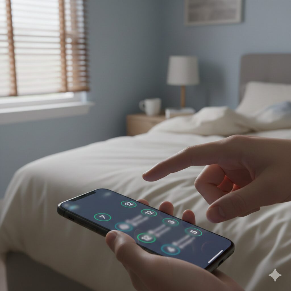 아침에 스마트폰 잠금 해제 직후 배지 숫자가 가득한 화면 앞에서 손이 잠깐 멈춘 장면