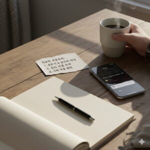 우선순위가 흐트러지는 원리로 시작되는 아침 책상과 알림 화면