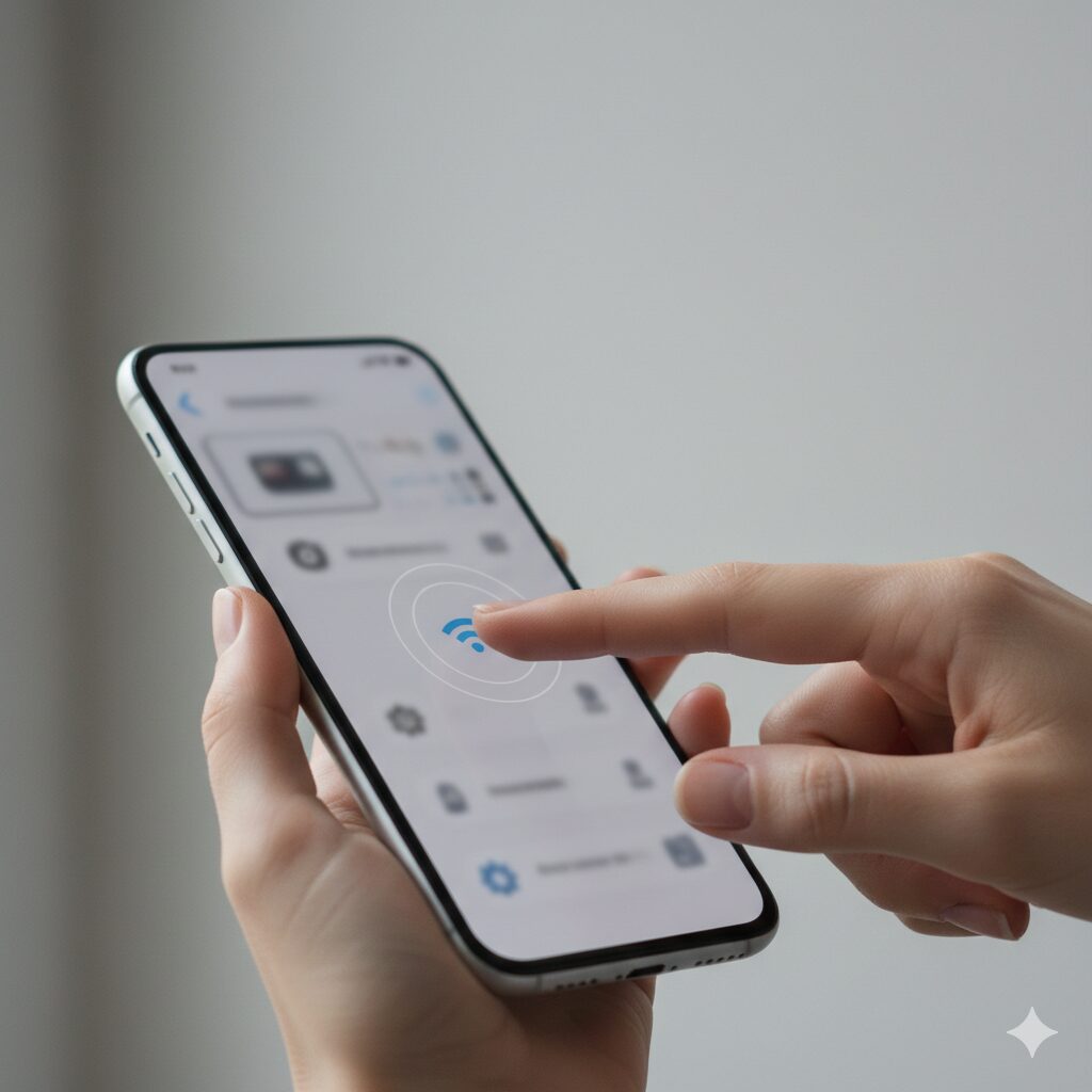 설정 화면에서 잠금화면 알림을 조작하는 손의 모습